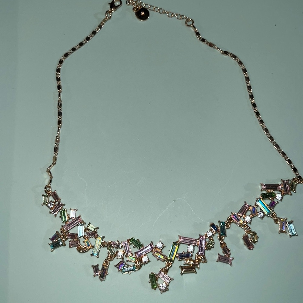 Betsey Johnson Multicolor jewel gold chain necklace